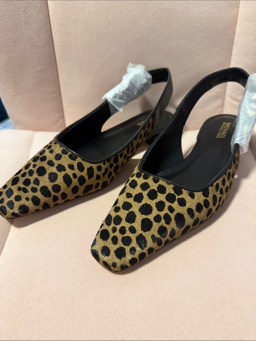 MICHAEL Michael Kors Leopard Print Slingback Flats in Tan & Black NEVER WORN